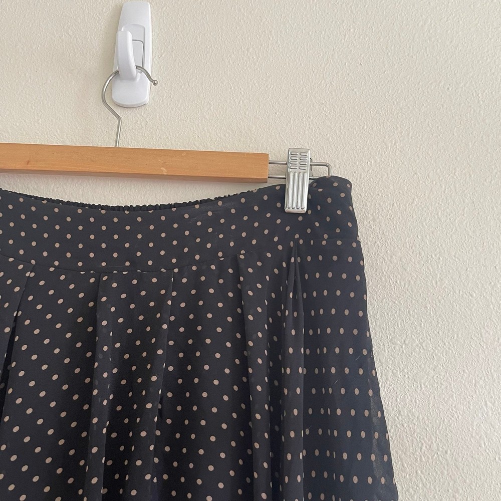 FREE People Maxi Skirt Size S Black Brown Polka Dot Asymmetrical Lined Pull-On - Picture 4 of 6